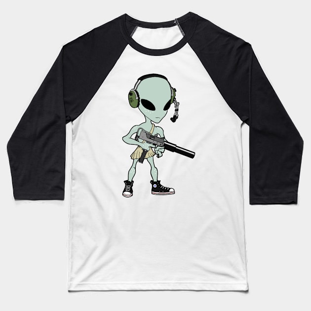 Extra Terrestrial Firepower Baseball T-Shirt by Ennji-Dream